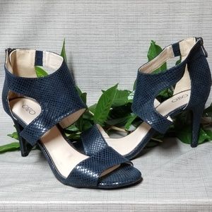Cato Navy Blue T-strap Peep Toe Heels Size 10 Pump